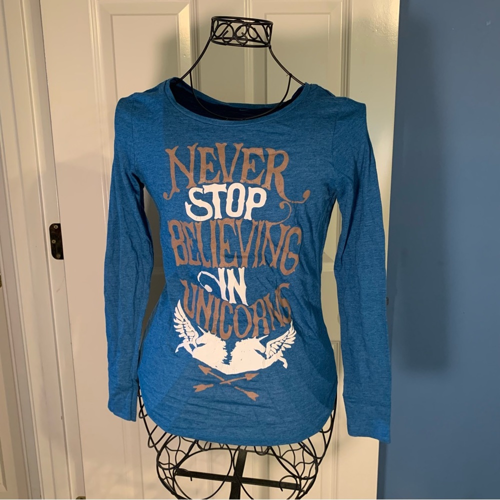 FREE WITH PURCHASE Old Navy girls’ size 14/XL blue long sleeve unicorn shirt
